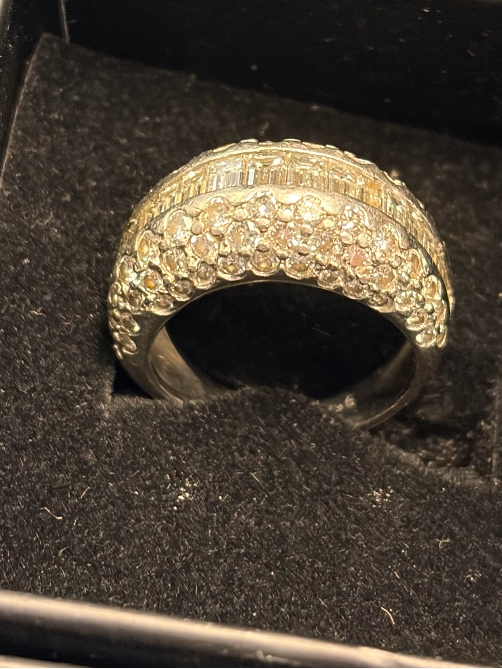 Diamond-Style Platinum Baguette Halo Wedding Ring - Picture 3 of 5